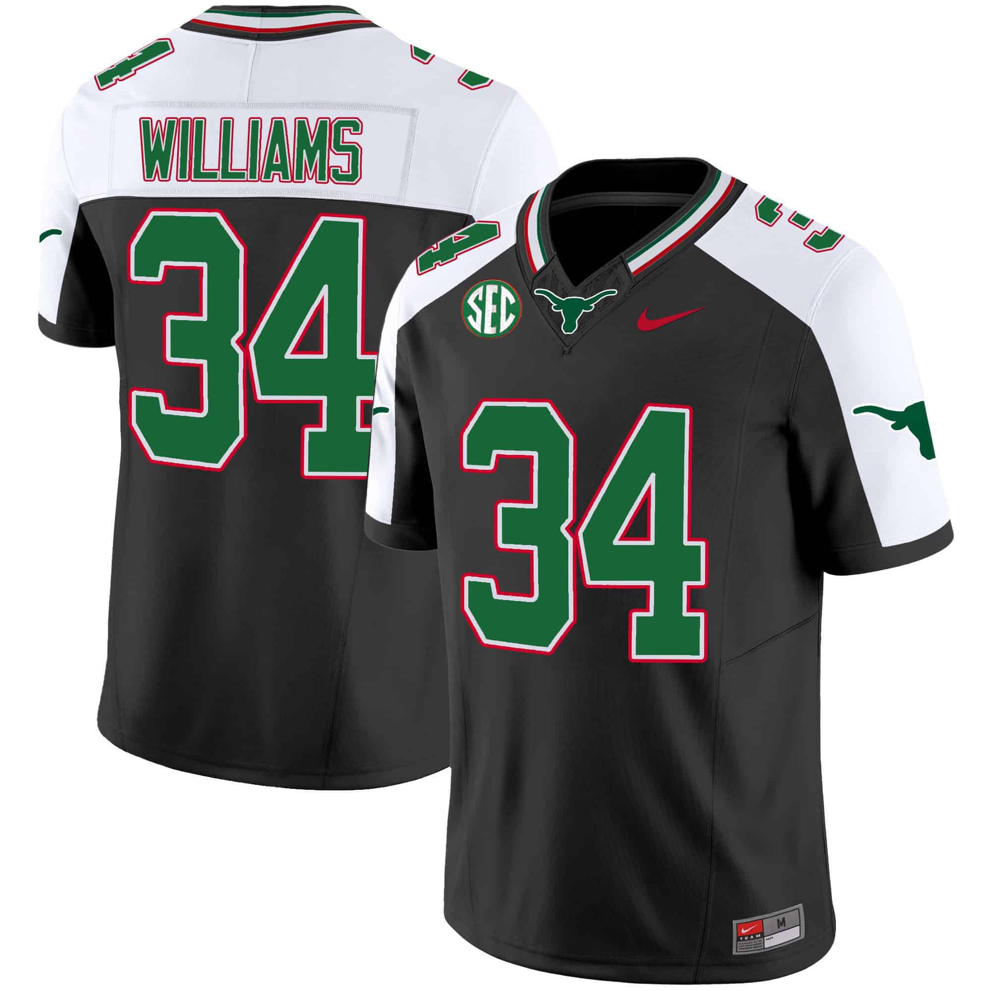 Men Texas Longhorns #34 Williams Black 2024 Nike Mexico SEC Patch Vapor NCAA Jersey style 1->indianapolis colts->NFL Jersey